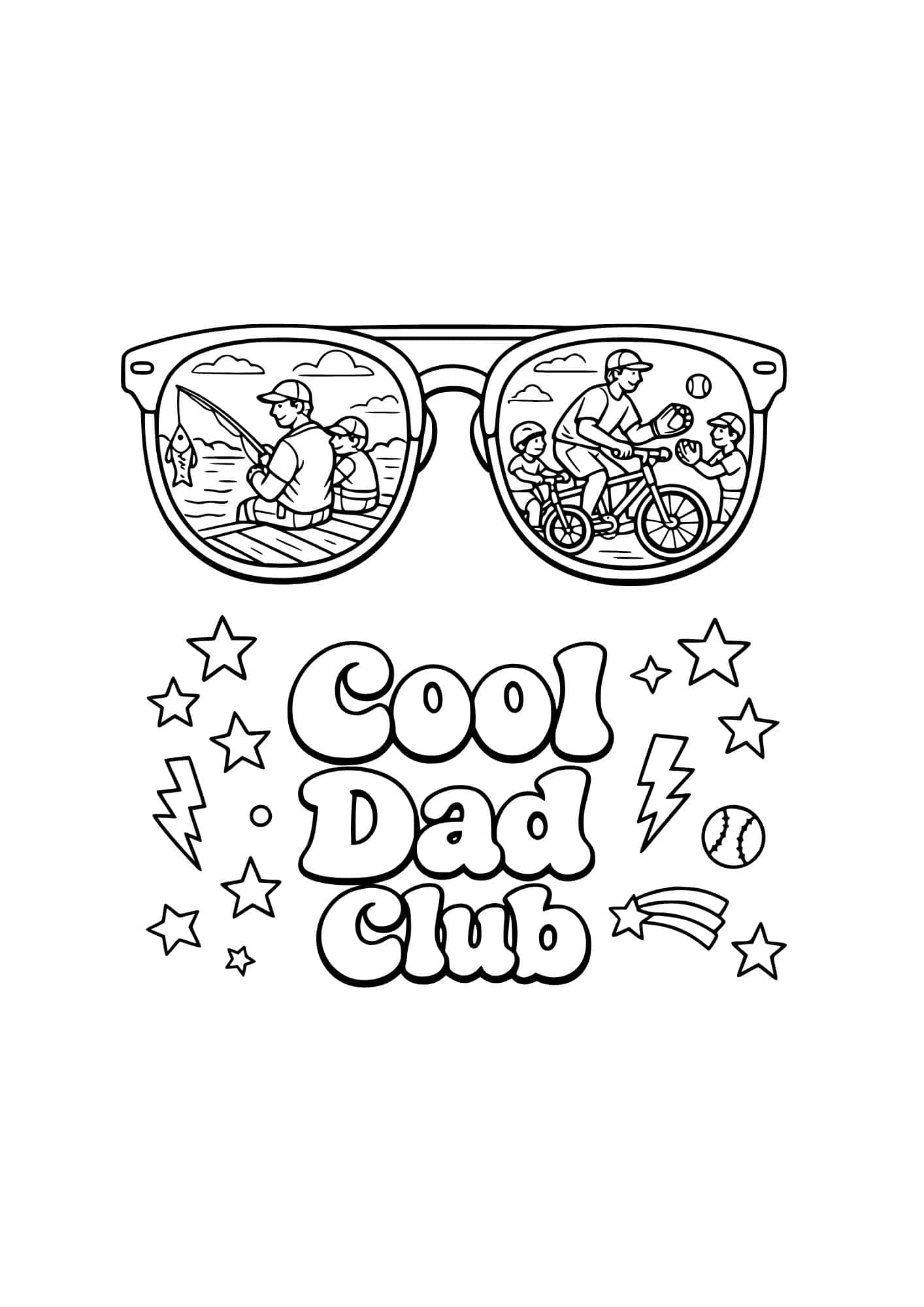 Spectacles themed cool dad coloring page.