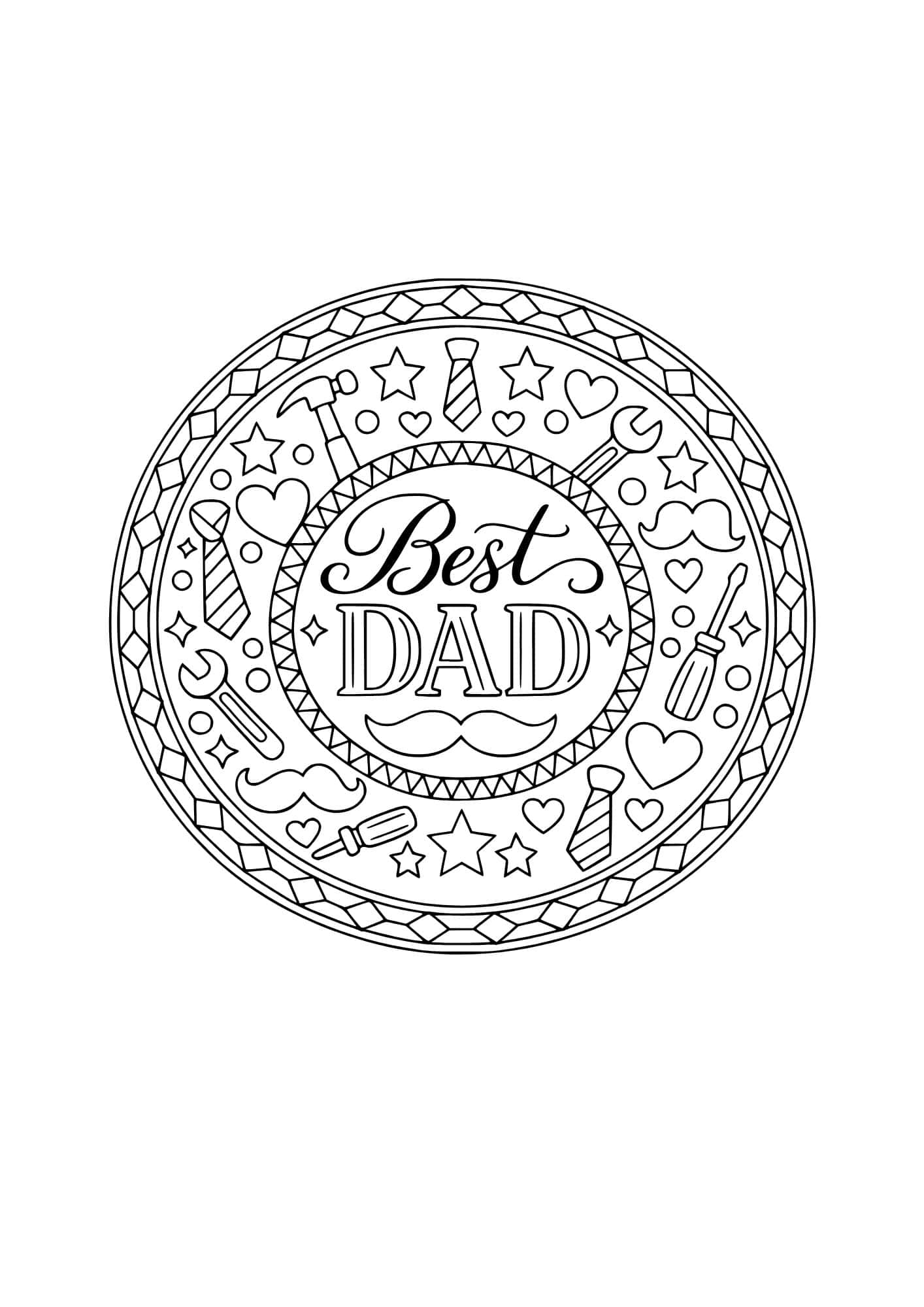 Best dad mandala coloring page.