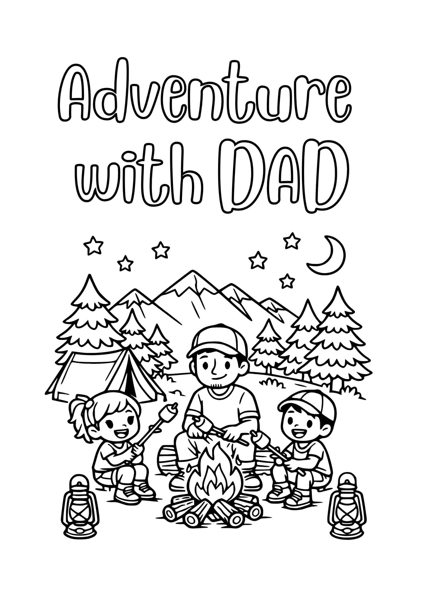Adventure with dad coloring page.