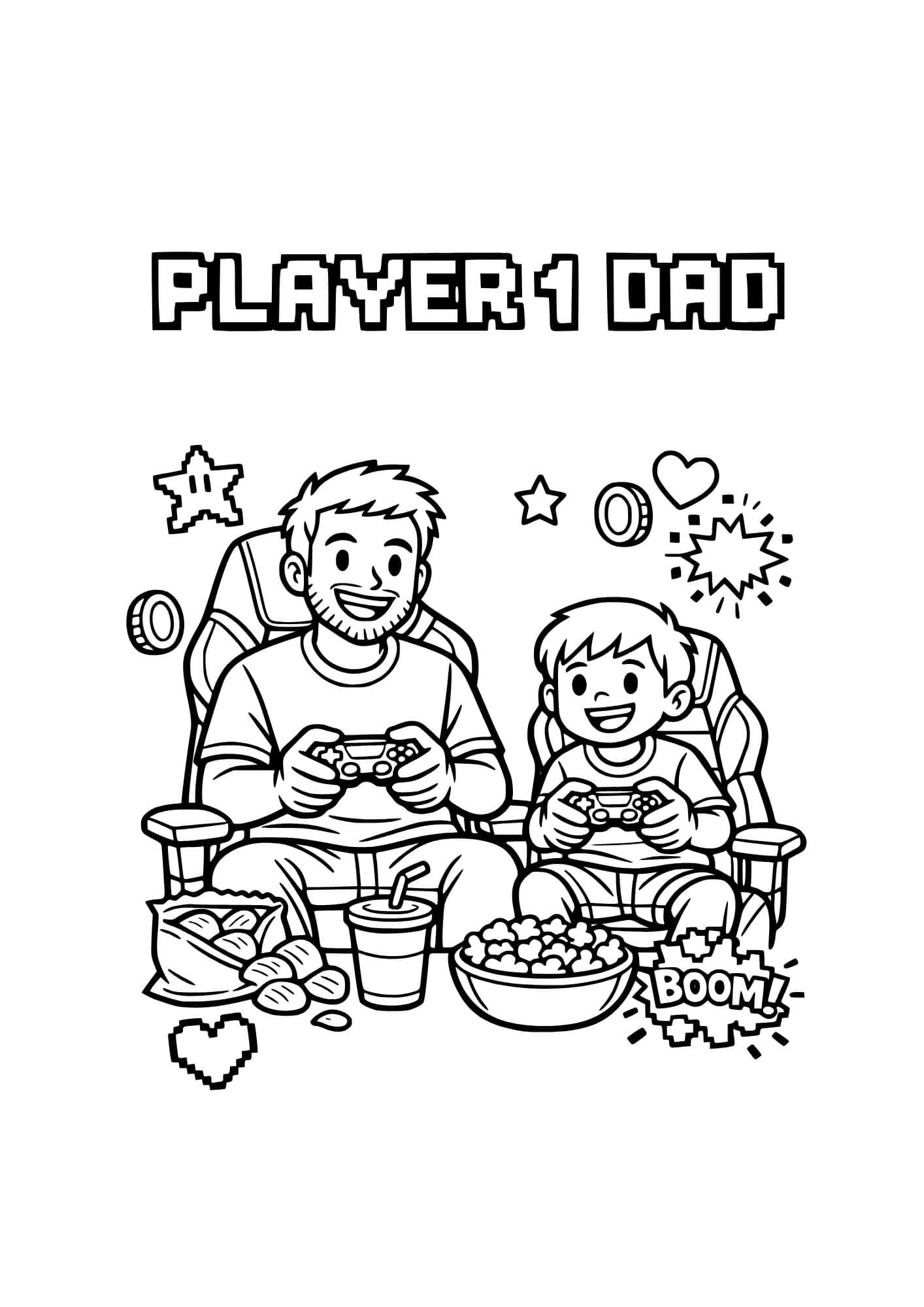 Player 1 Dad coloring page.