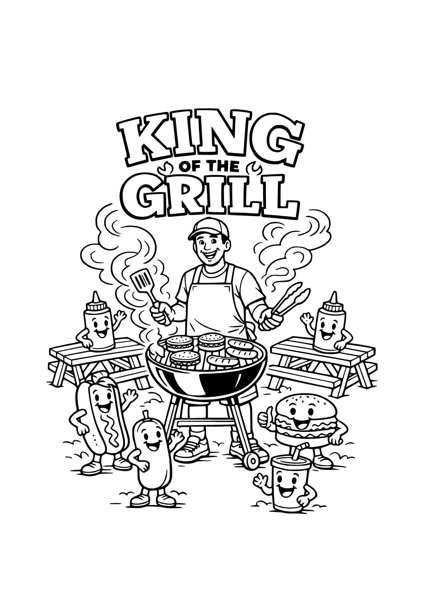 King of grill Father's Day coloring page.