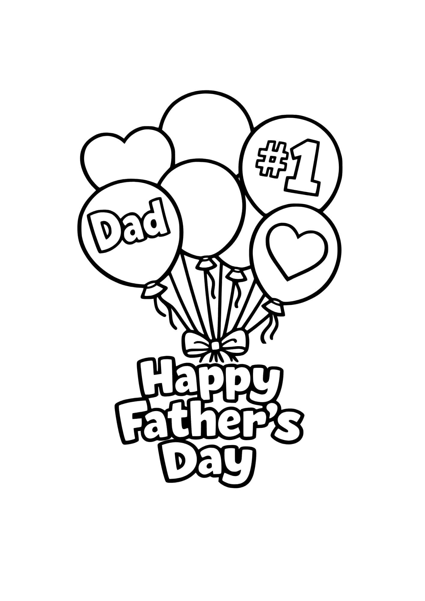 Balloon themed coloring page for Father's Day.