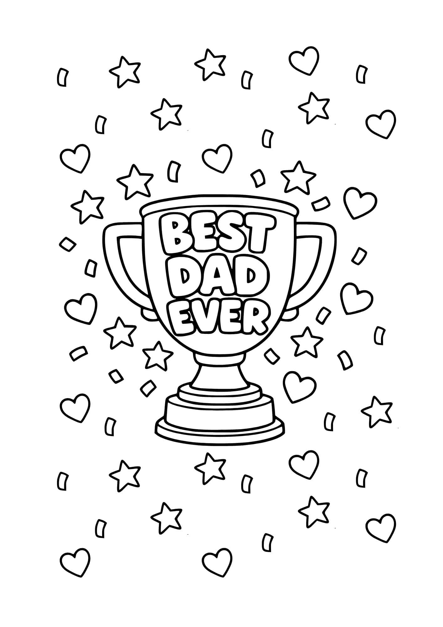 Best dad ever trophy coloring page.
