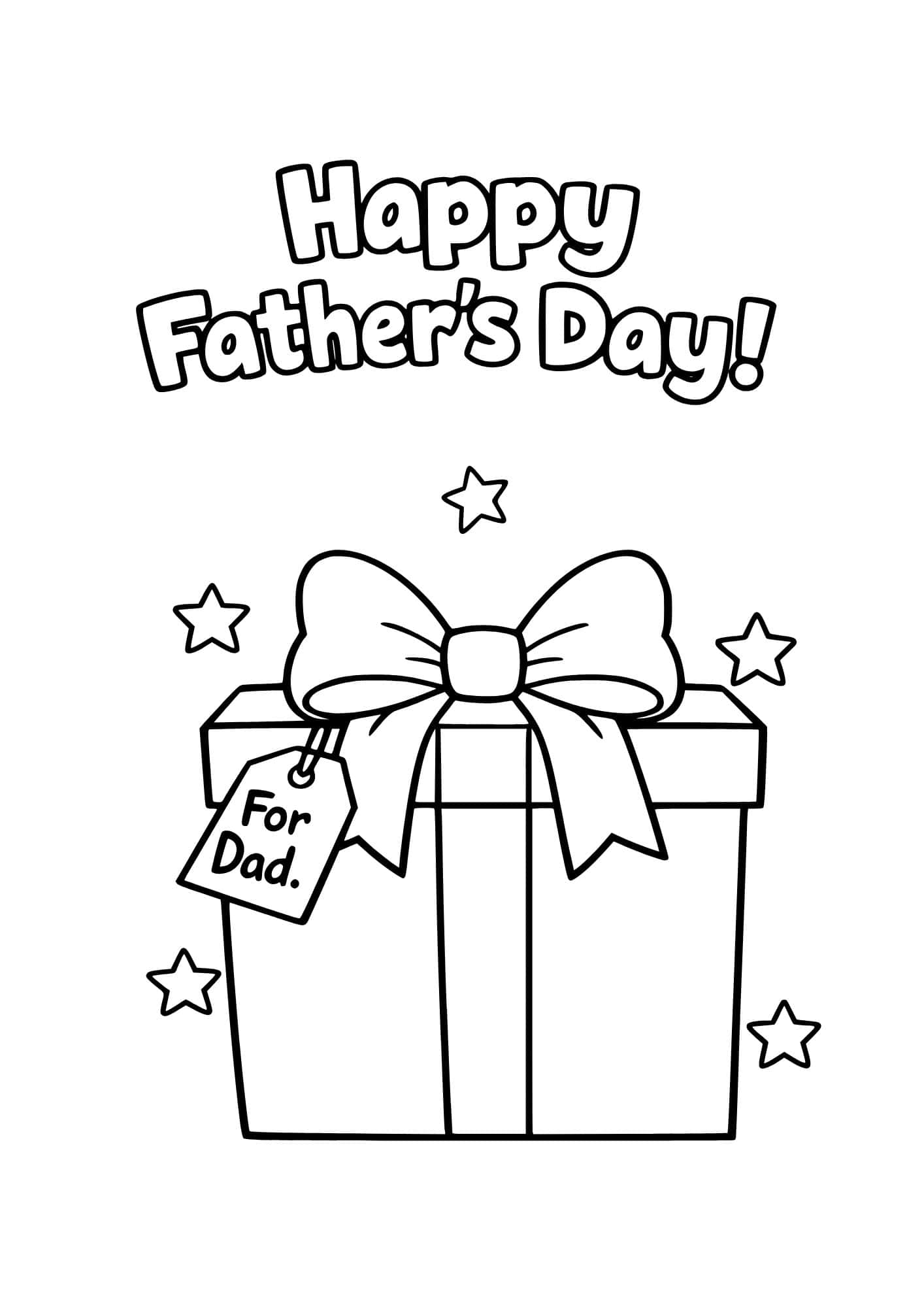 Gift box themed happy Father's Day coloring page.