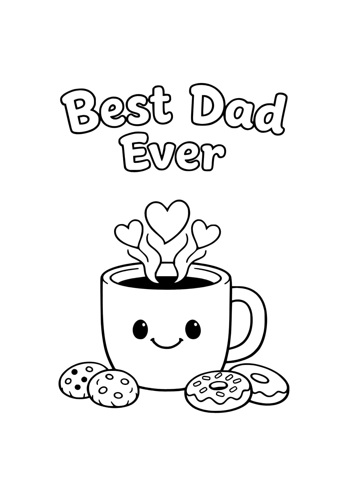Best Dad ever coffee mug themed coloring page.