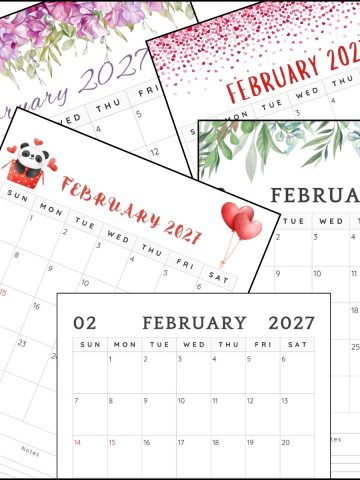 February 2027 calendar overlapping on one another.