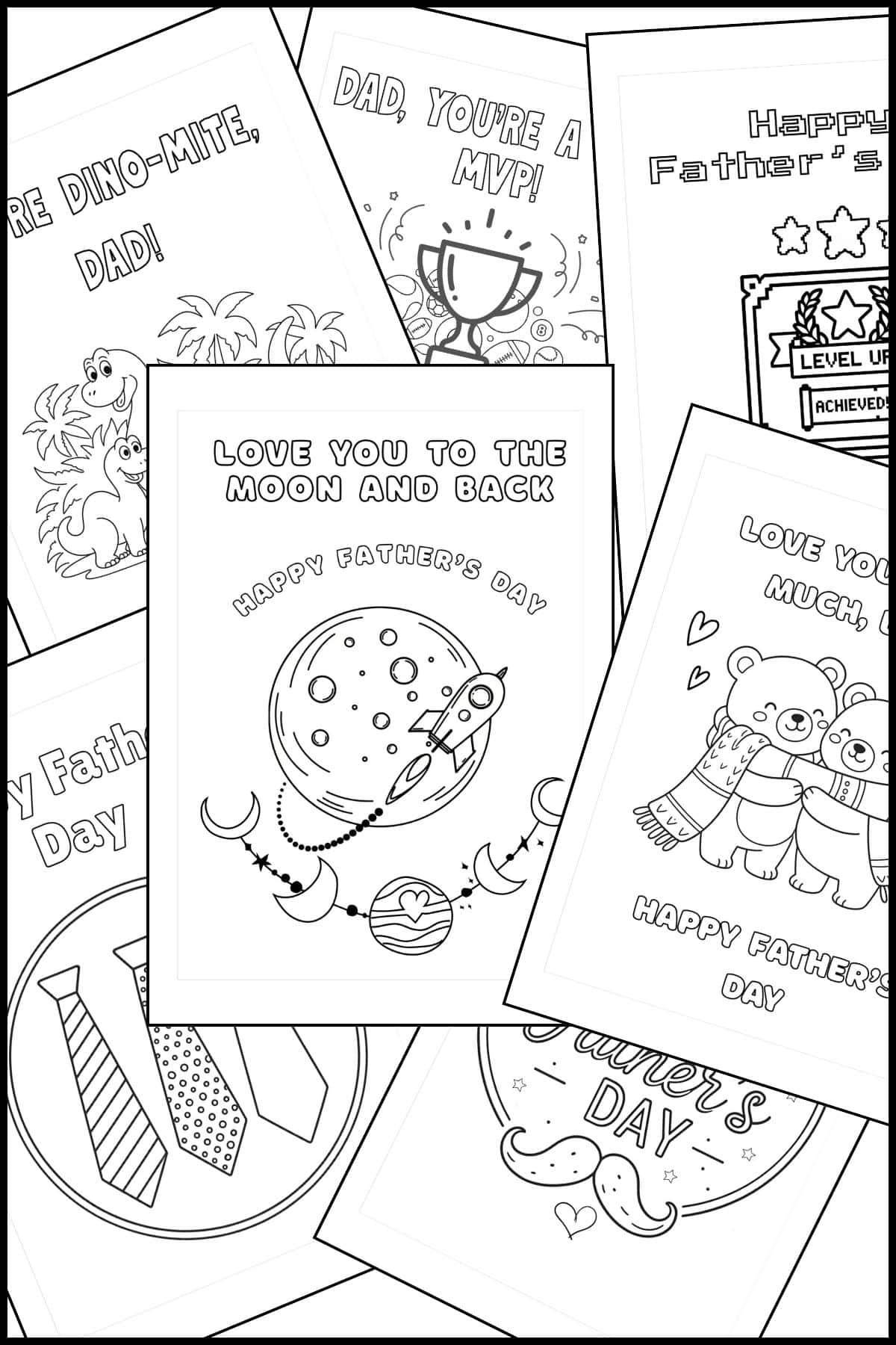 Free printable Father's Day cards to color overlapping on one another.