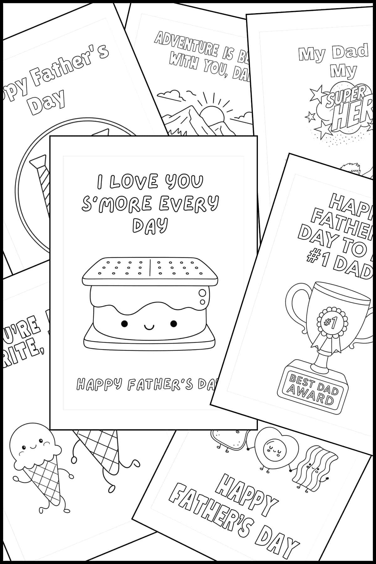 Free printable Father's Day cards to color overlapping on one another.