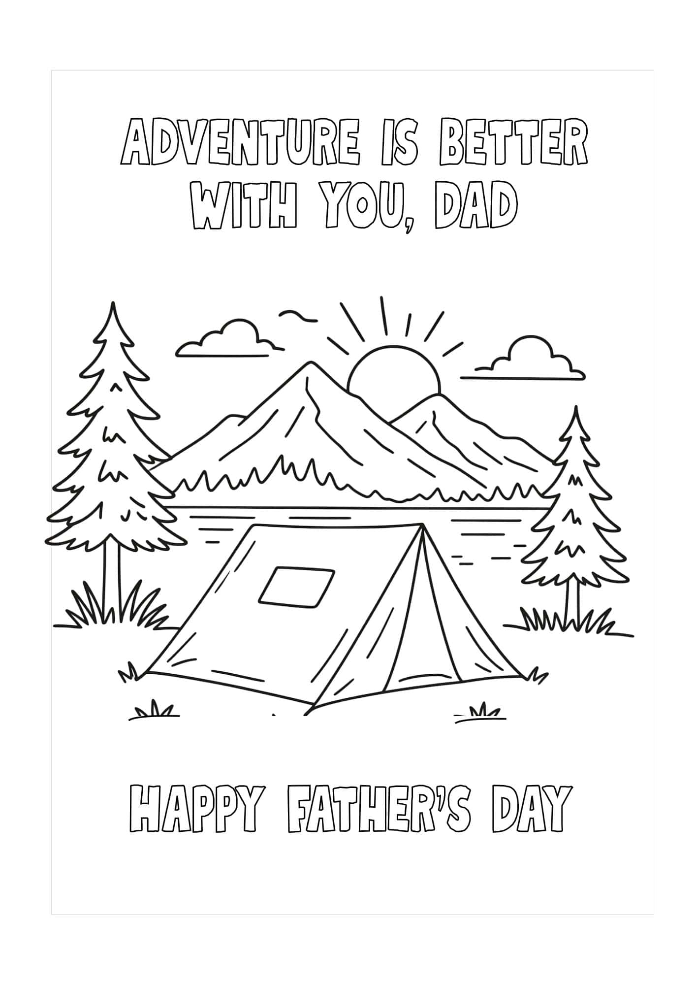 Camping in nature themed card for Father's day.