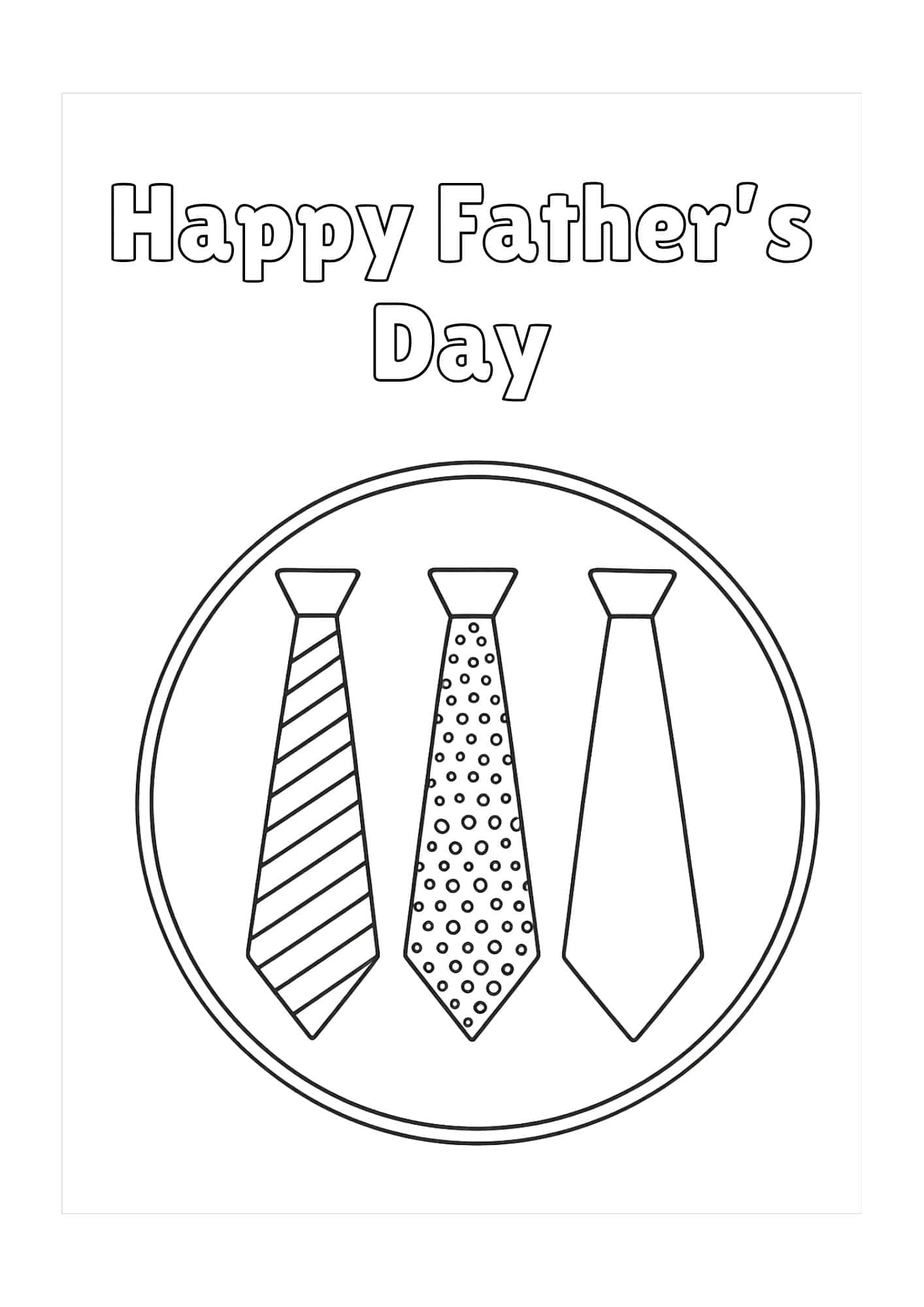 Father's day card with 3 neckties in a circle frame.