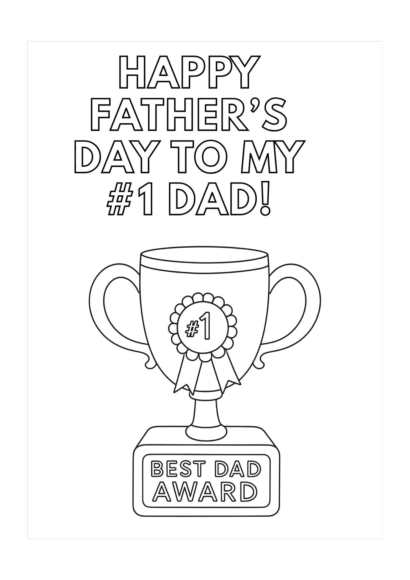 Father's day coloring card with trophy design.