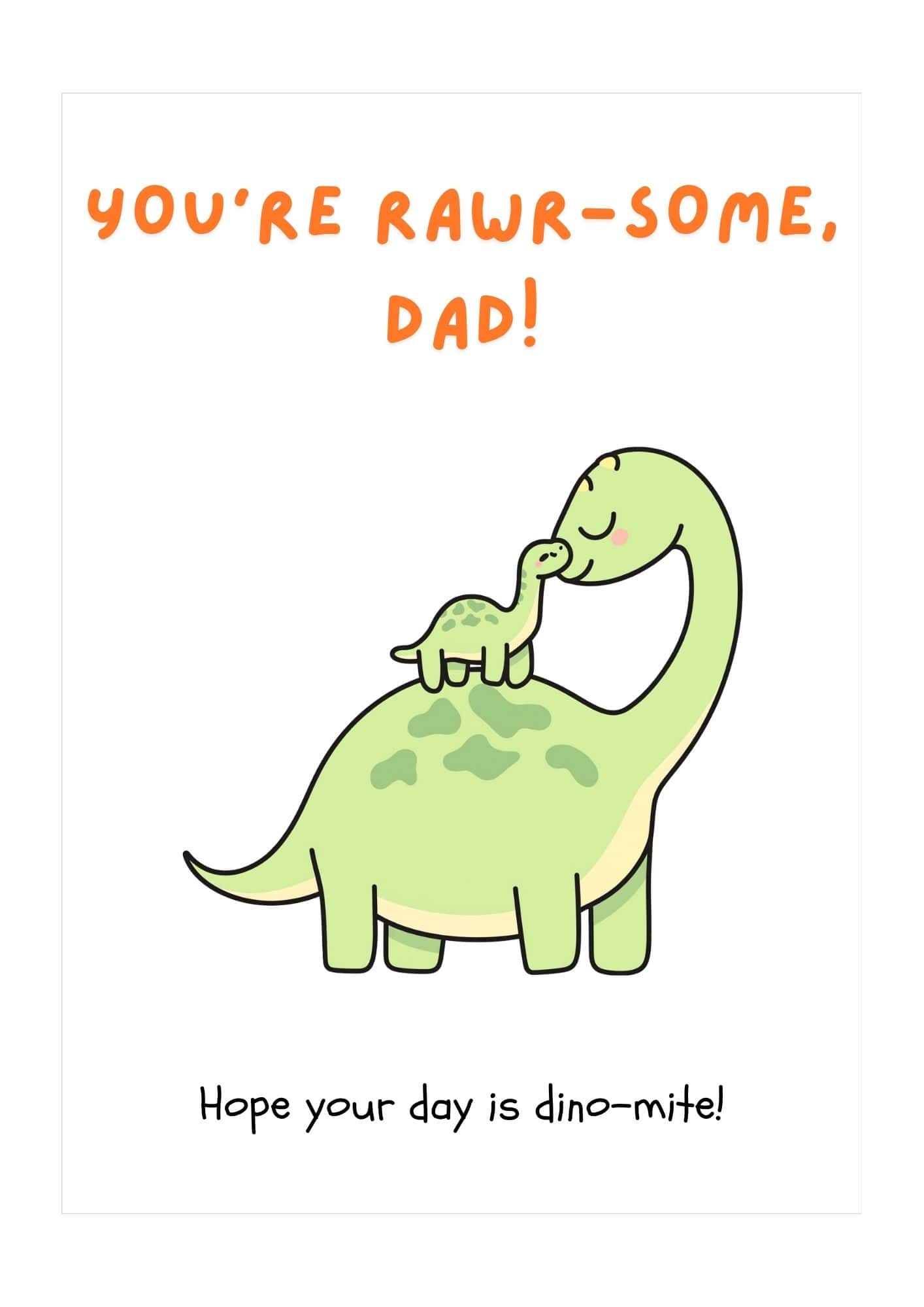 Cute dinosaurs themed Father's day card.