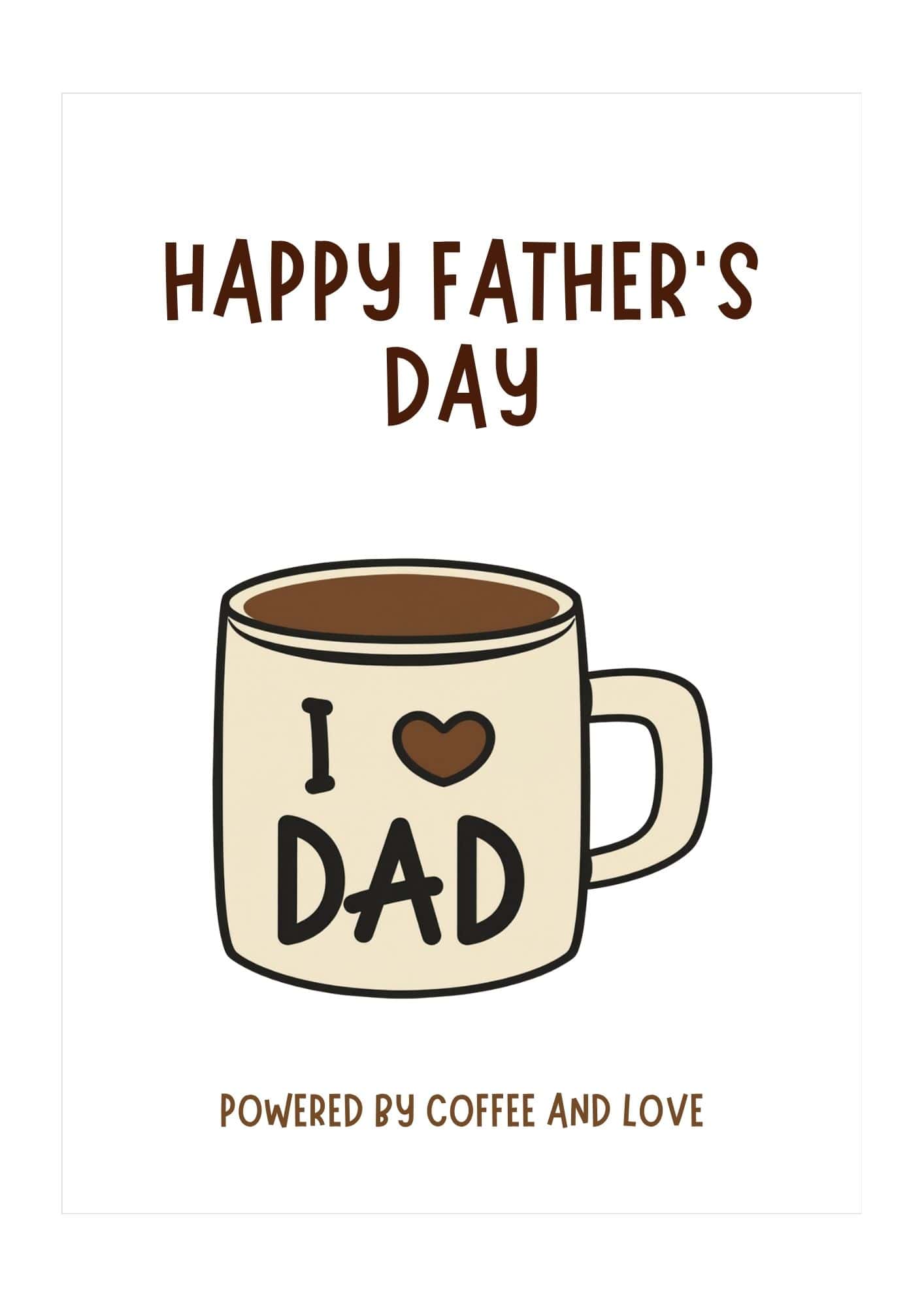 Coffee themed card with a coffee mug in the center.