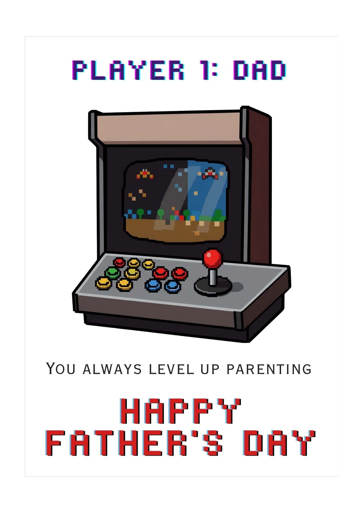 Games slot machine themed Father's day card.