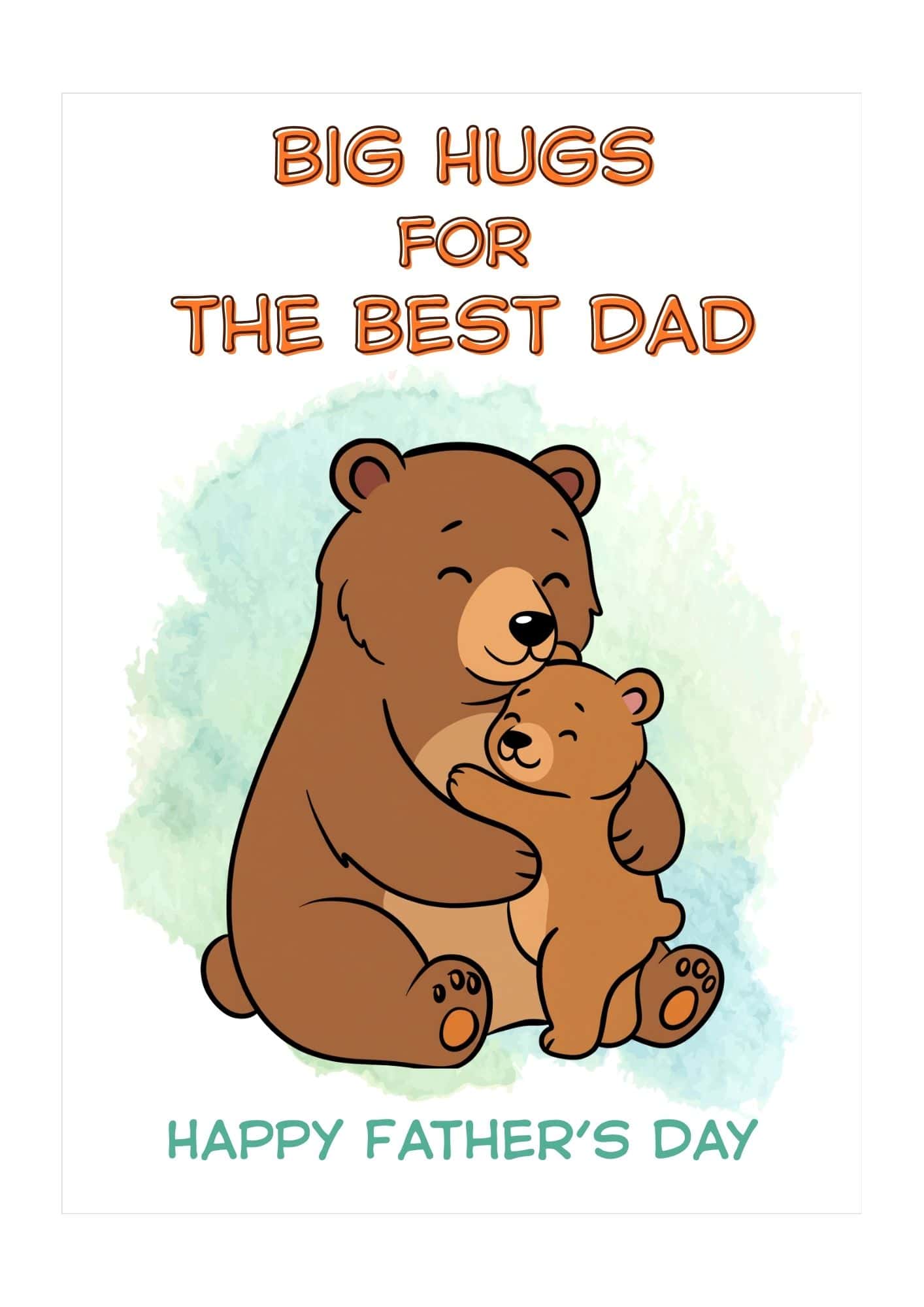 Daddy bear hugging a baby bear.
