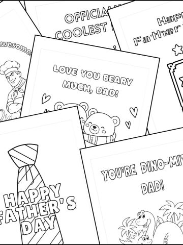 Free printable Father's Day cards to color overlapping on one another.