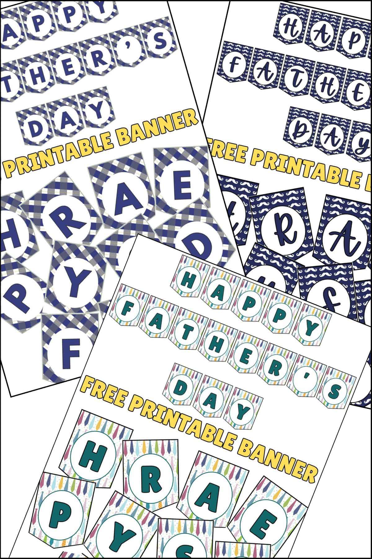 Happy Father's Day banner printable overlapping on one another.