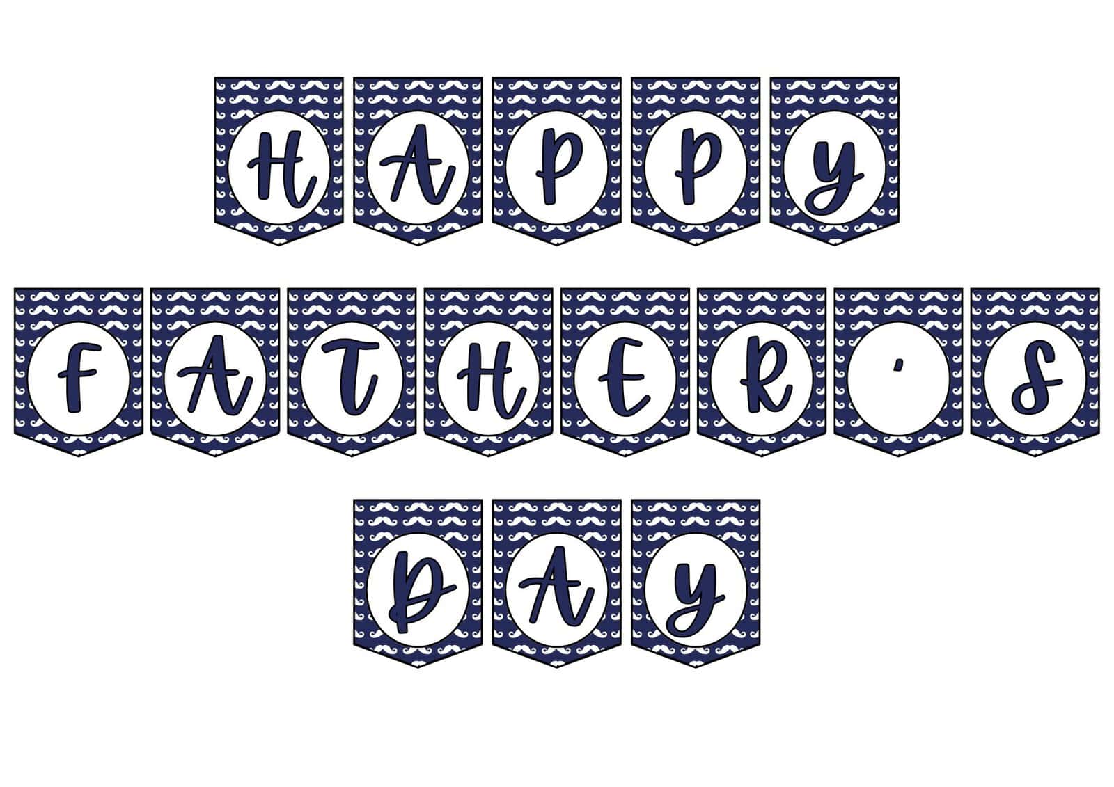 Happy Father's Day banner printable in moustache design.