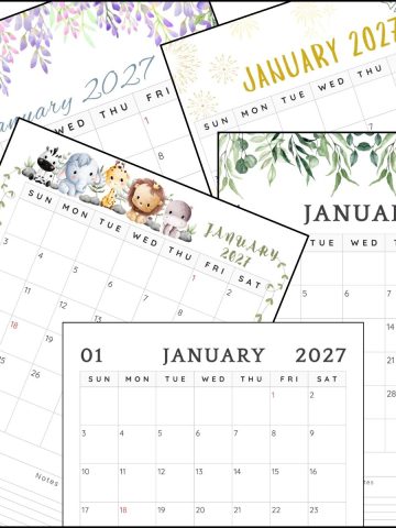 January 2027 calendar free printable.