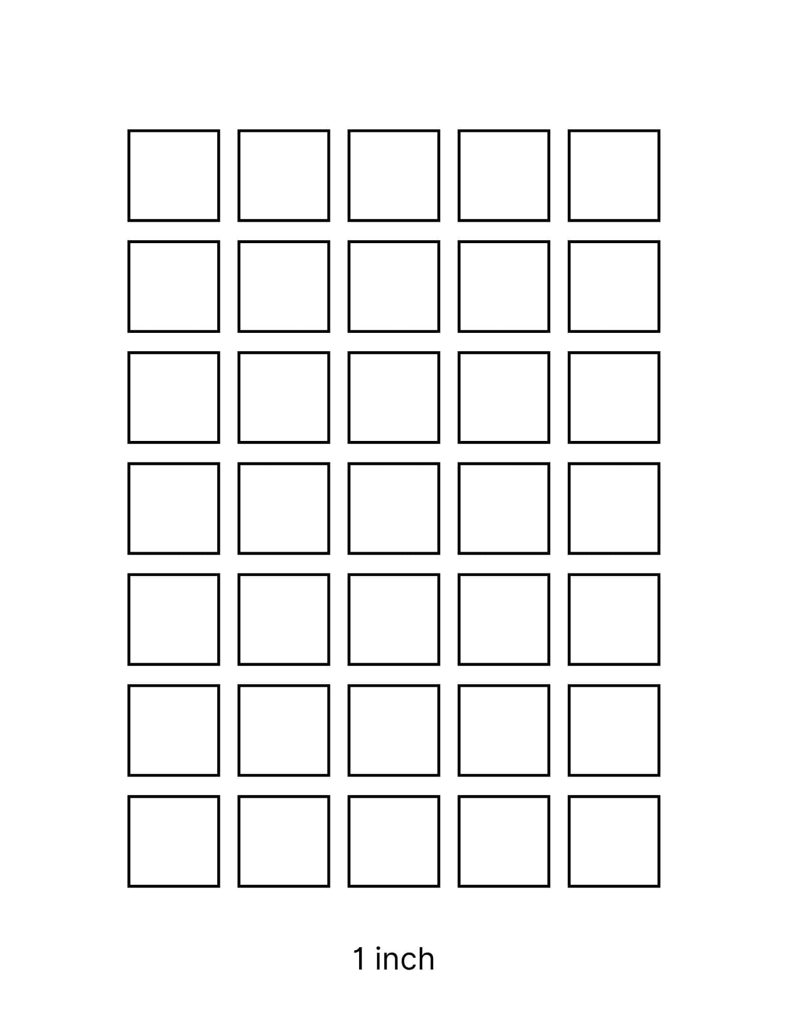 1 inch square template on US letter paper.