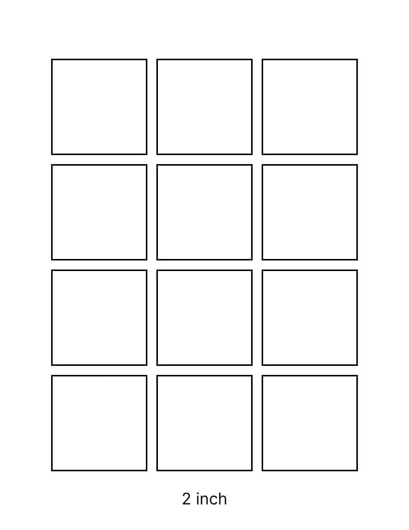 2 inch square template on US letter paper.