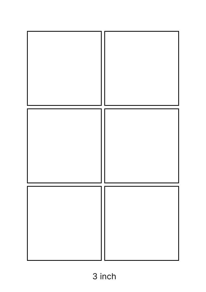 3 inch square template on A4 paper.