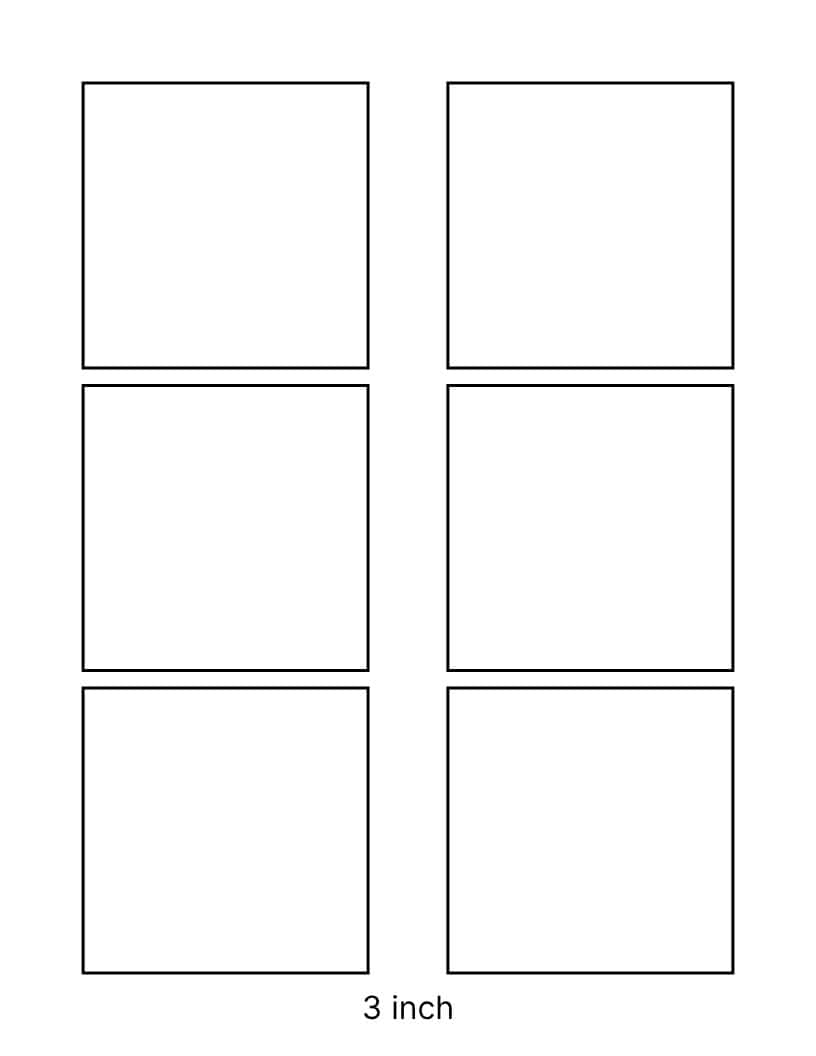 3 inch square template on US letter paper.