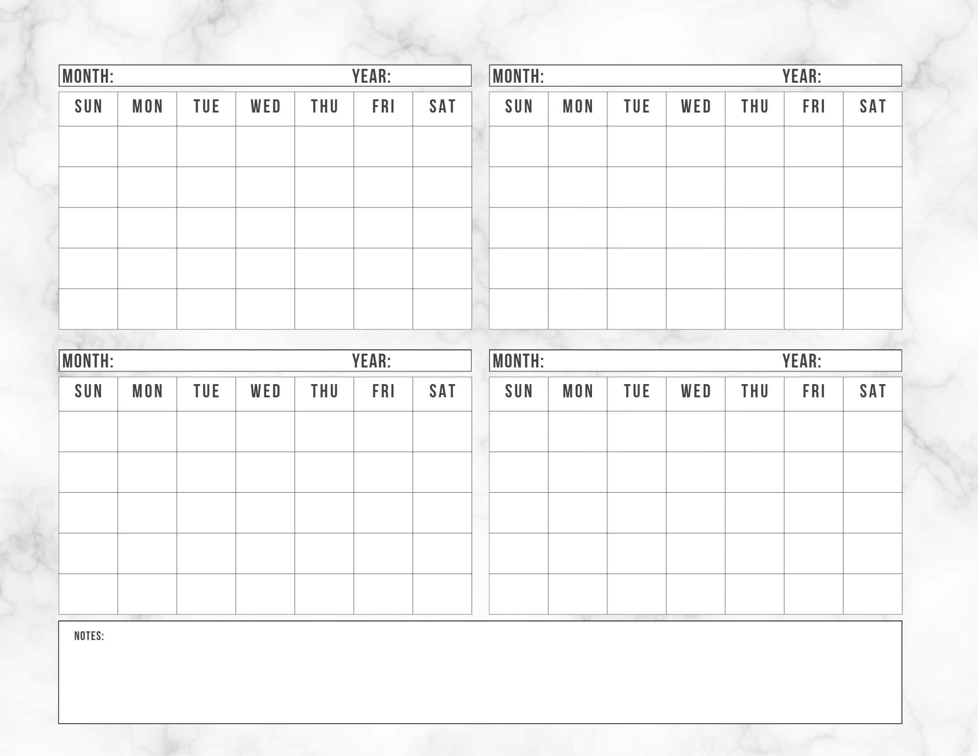 Calendar design in marble texture.