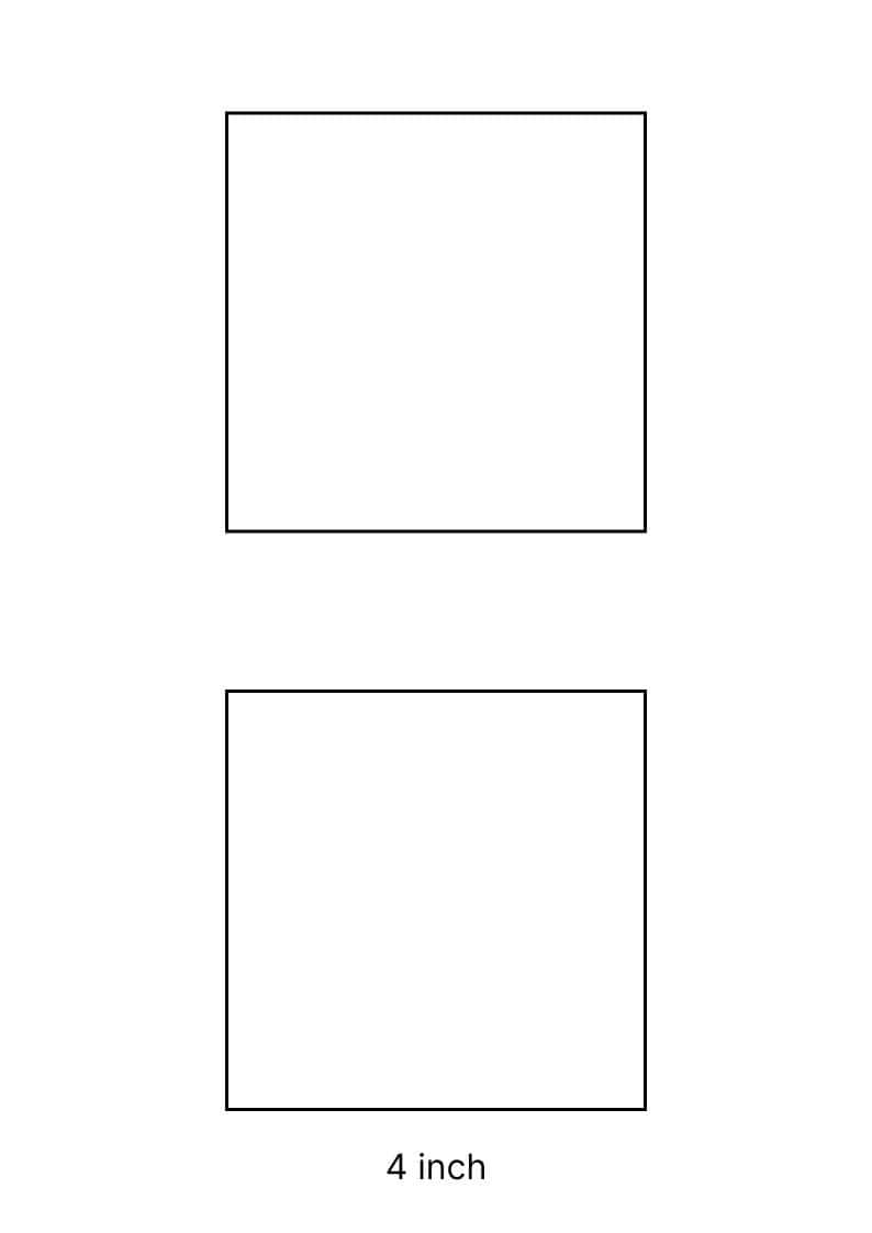 4 inch square template on A4 paper.