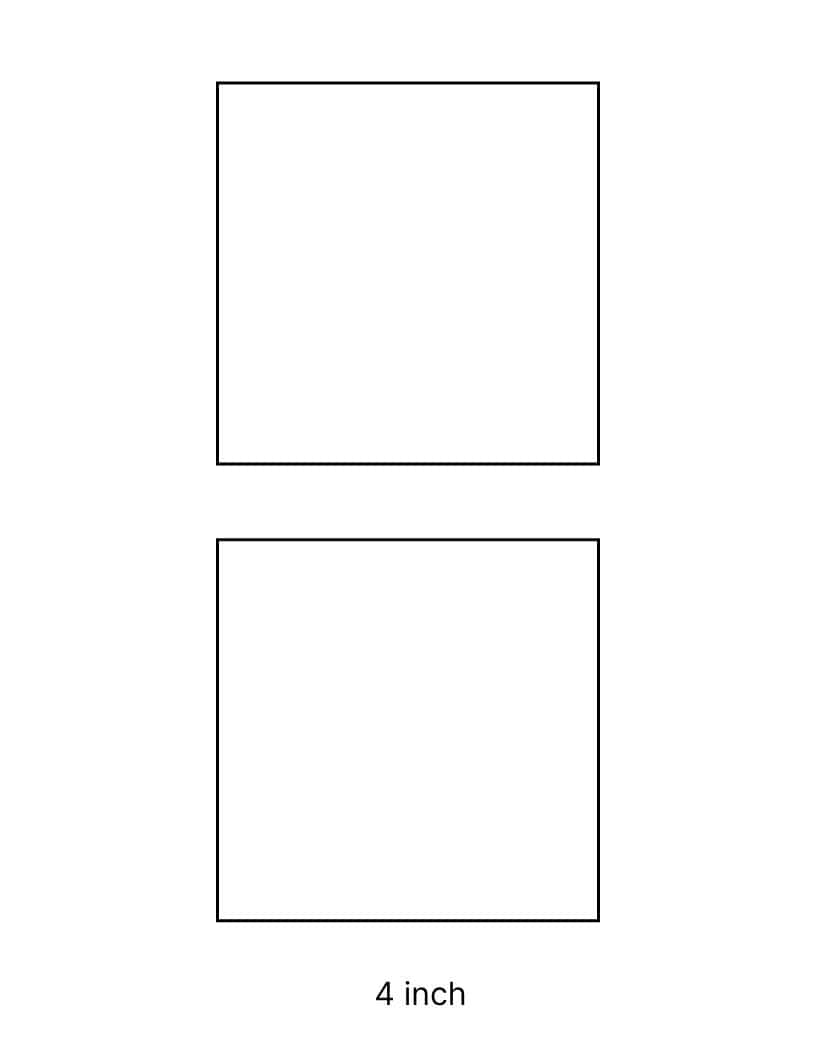 4 inch square template on US letter paper.