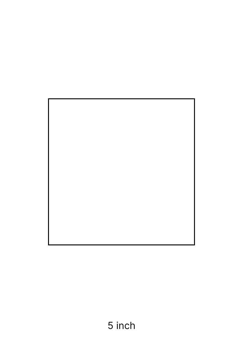 5 inch square template on A4 paper.
