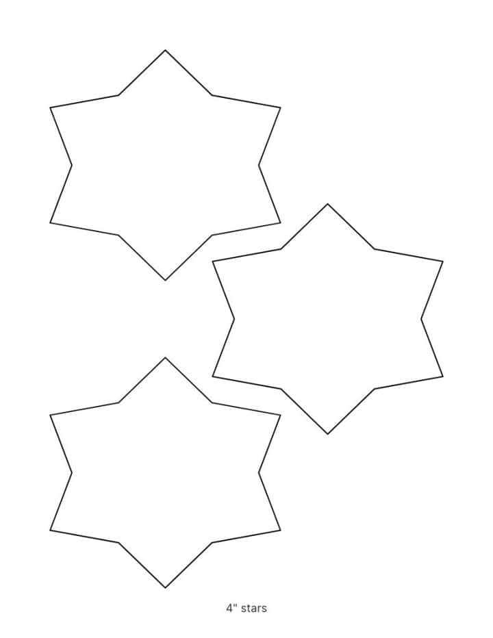 6 point star template printable in puffy style.