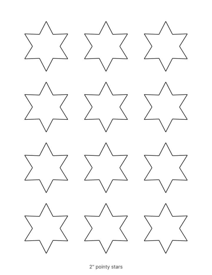 6 point star template printable in pointy style.