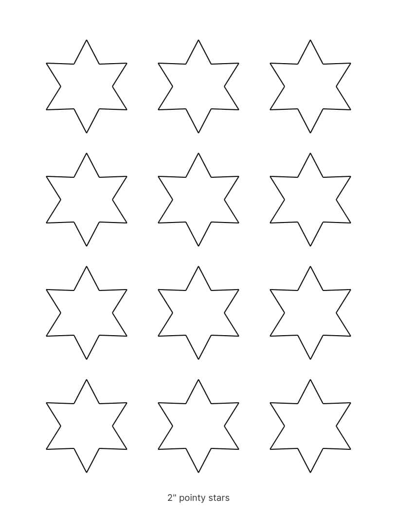 6 point star template printable in pointy style.