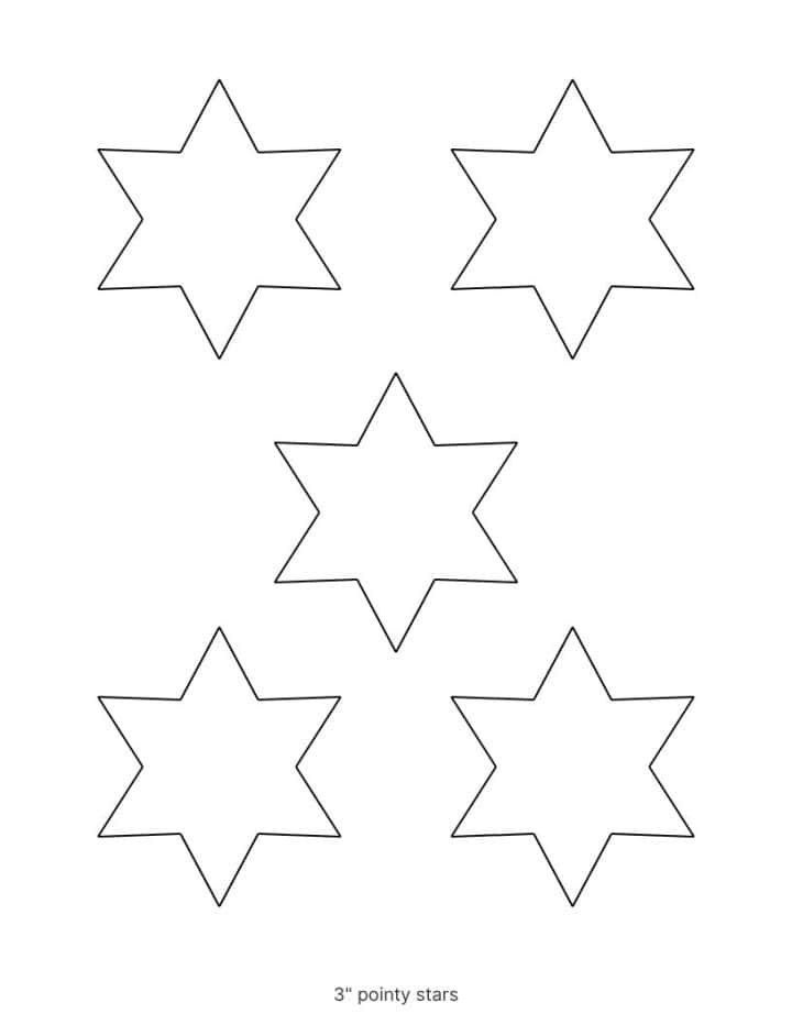 6 point star template printable in pointy style.
