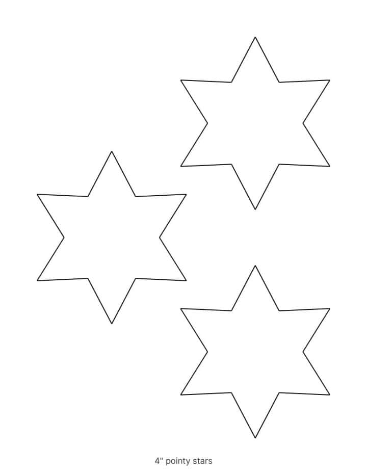 6 point star template printable in pointy style.