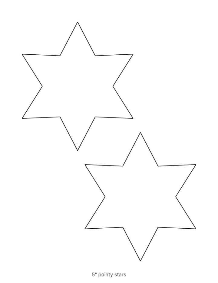 6 point star template printable in pointy style.