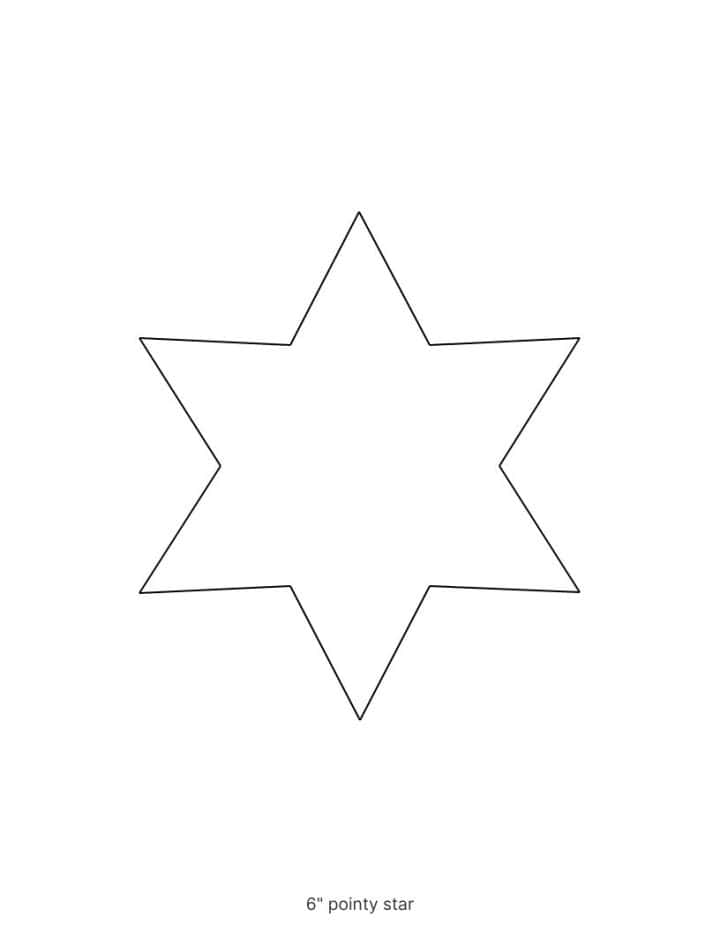 6 point star template printable in pointy style.