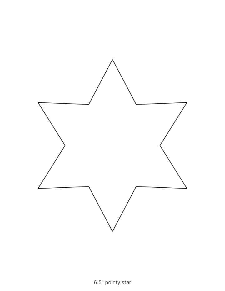 6 point star template printable in pointy style.