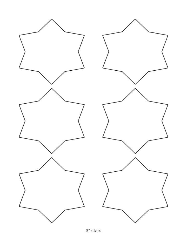 6 point star template printable in puffy style.
