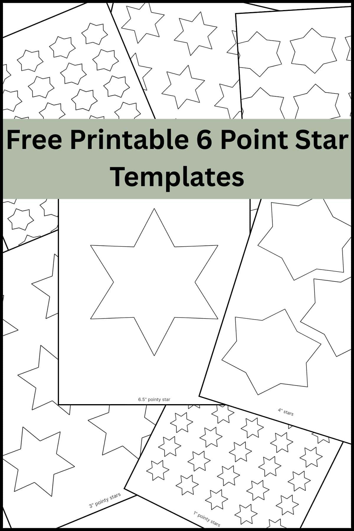 A stack of 6 point star printable templates overlapping on one another.