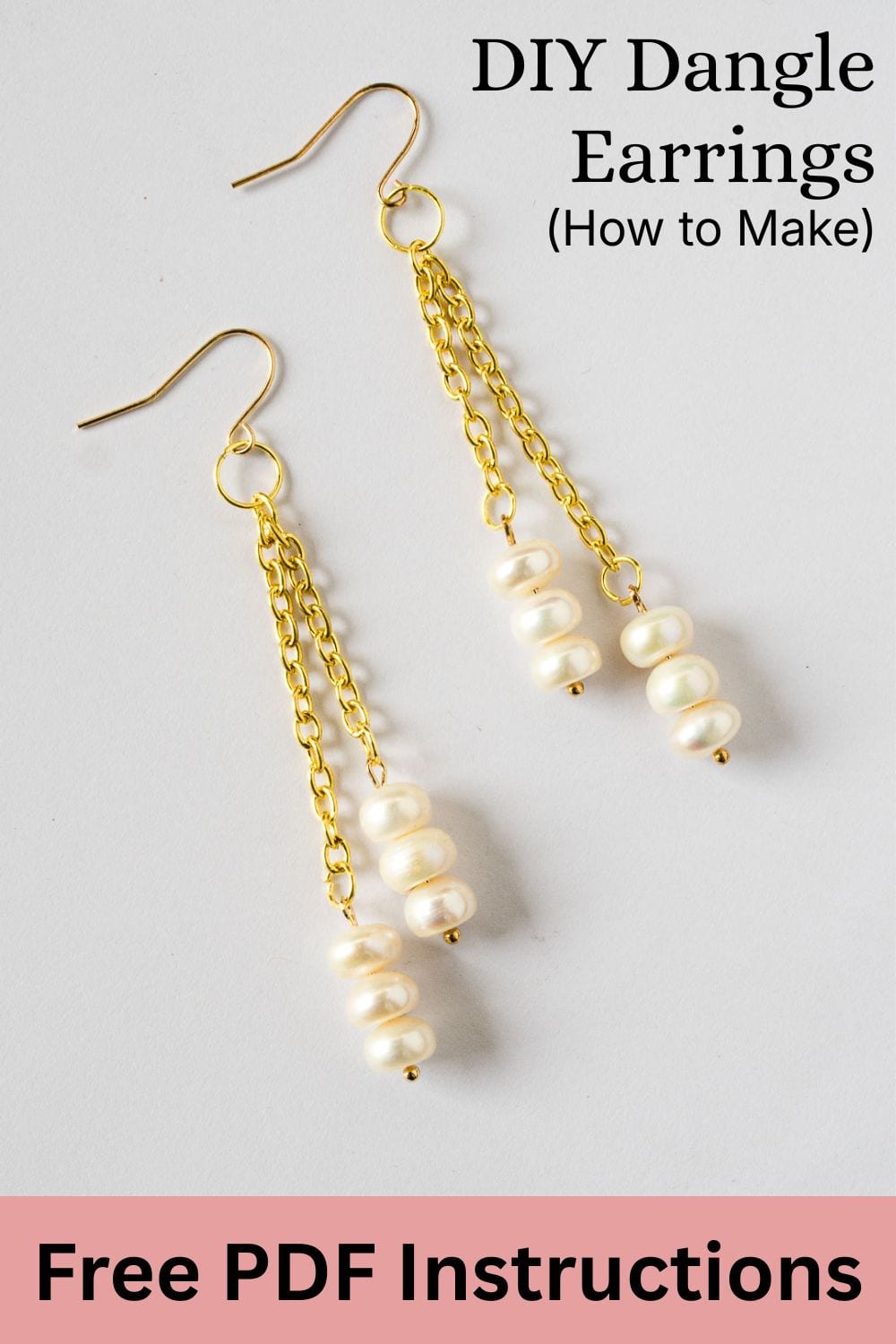 Printable instructions for dangle earrings with chain.