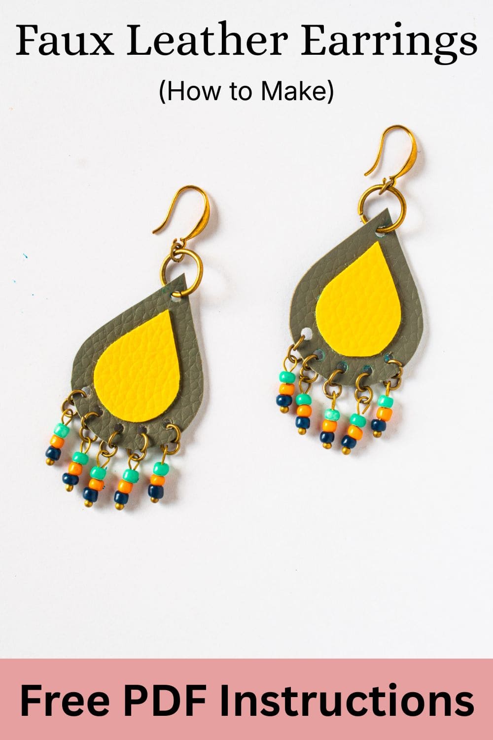 Printable instructions for faux leather earrings.