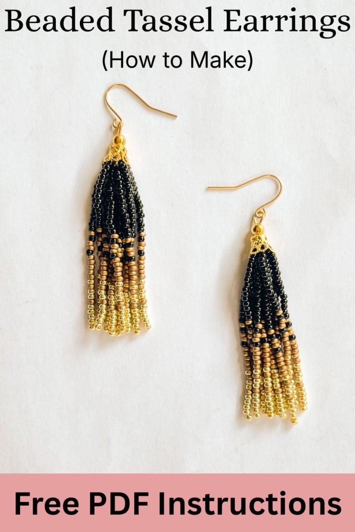 Printable instructions for beaded tassel earrings.