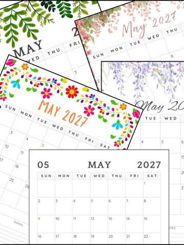 May 2027 calendar printable templates overlapping on one another.