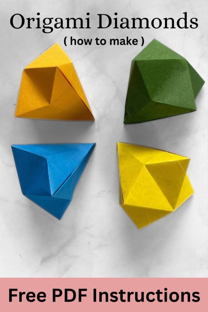Printable instructions for origami diamond.