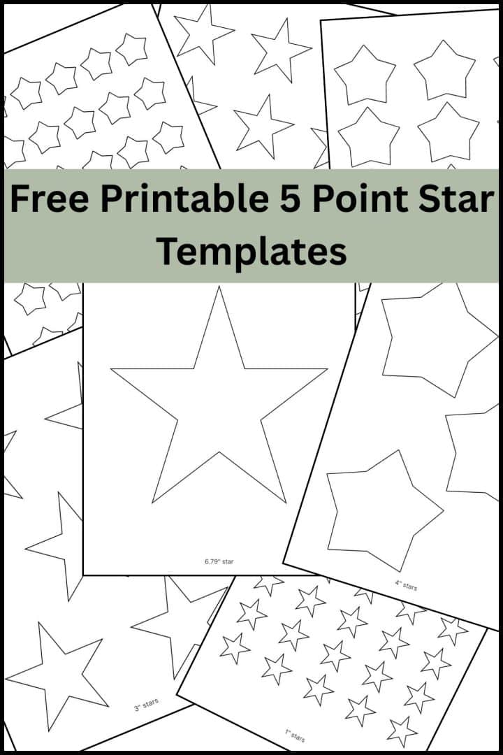 A stack of printable 5 point star templates overlapping on one another.