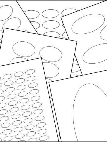 A stack of printable oval template pages overlapping on one another.
