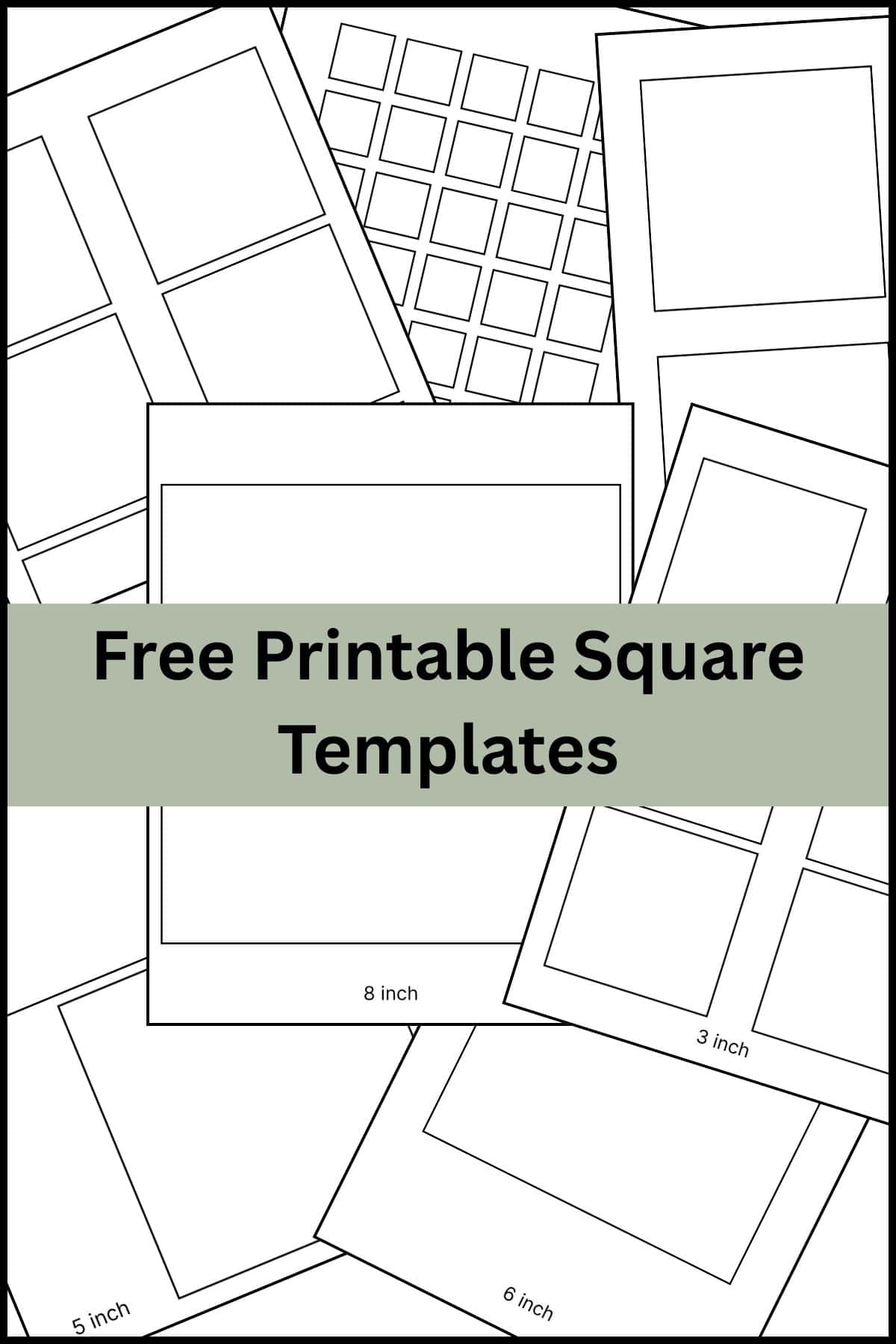 A stack of printable square template pages overlapping on one another.
