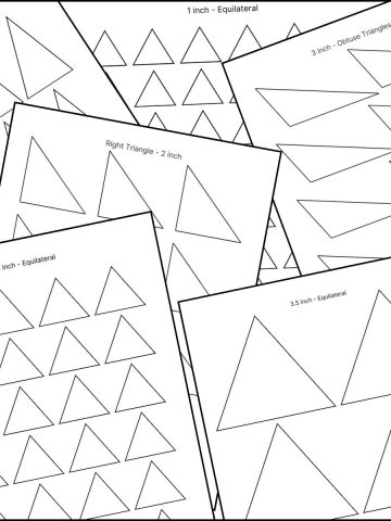 A stack of printable triangle templates overlapping on one another.